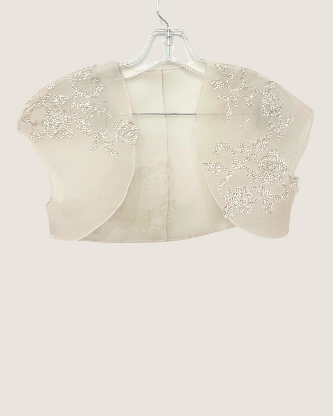 Silk bolero with silverlace details