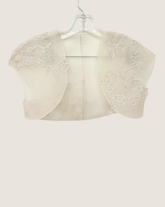 Silk bolero with silverlace details