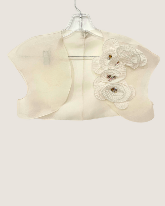 Bolero with hand sewn lace and beads