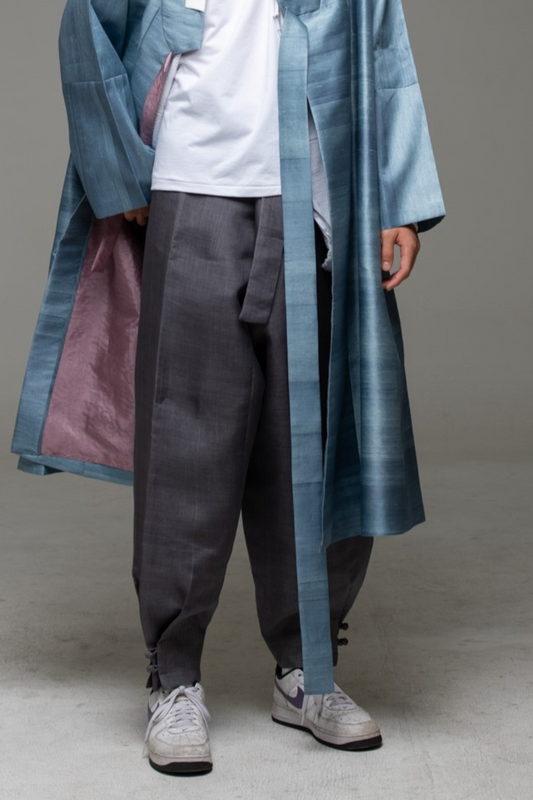Men's Traditional Silk Pants (Blue-Grey)