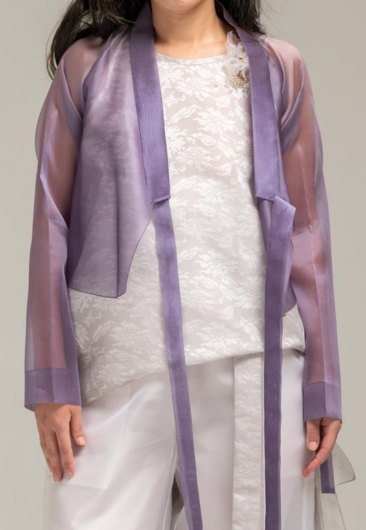 Semi-Transparent Long-Sleeved Jeogori Jacket (Purple)