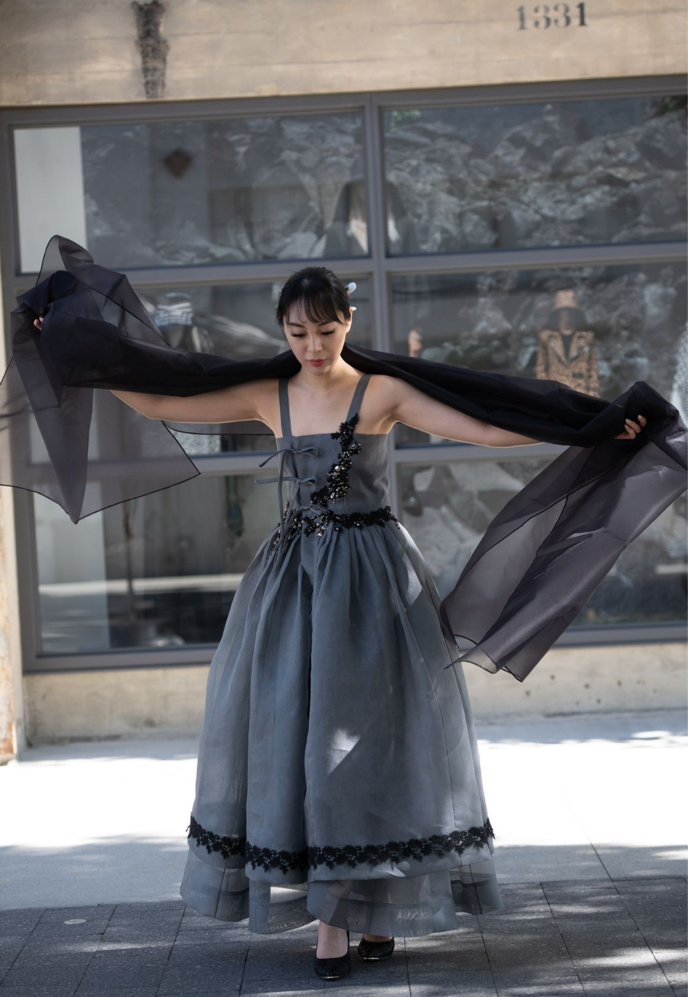 Black Oversized Silk Scarf