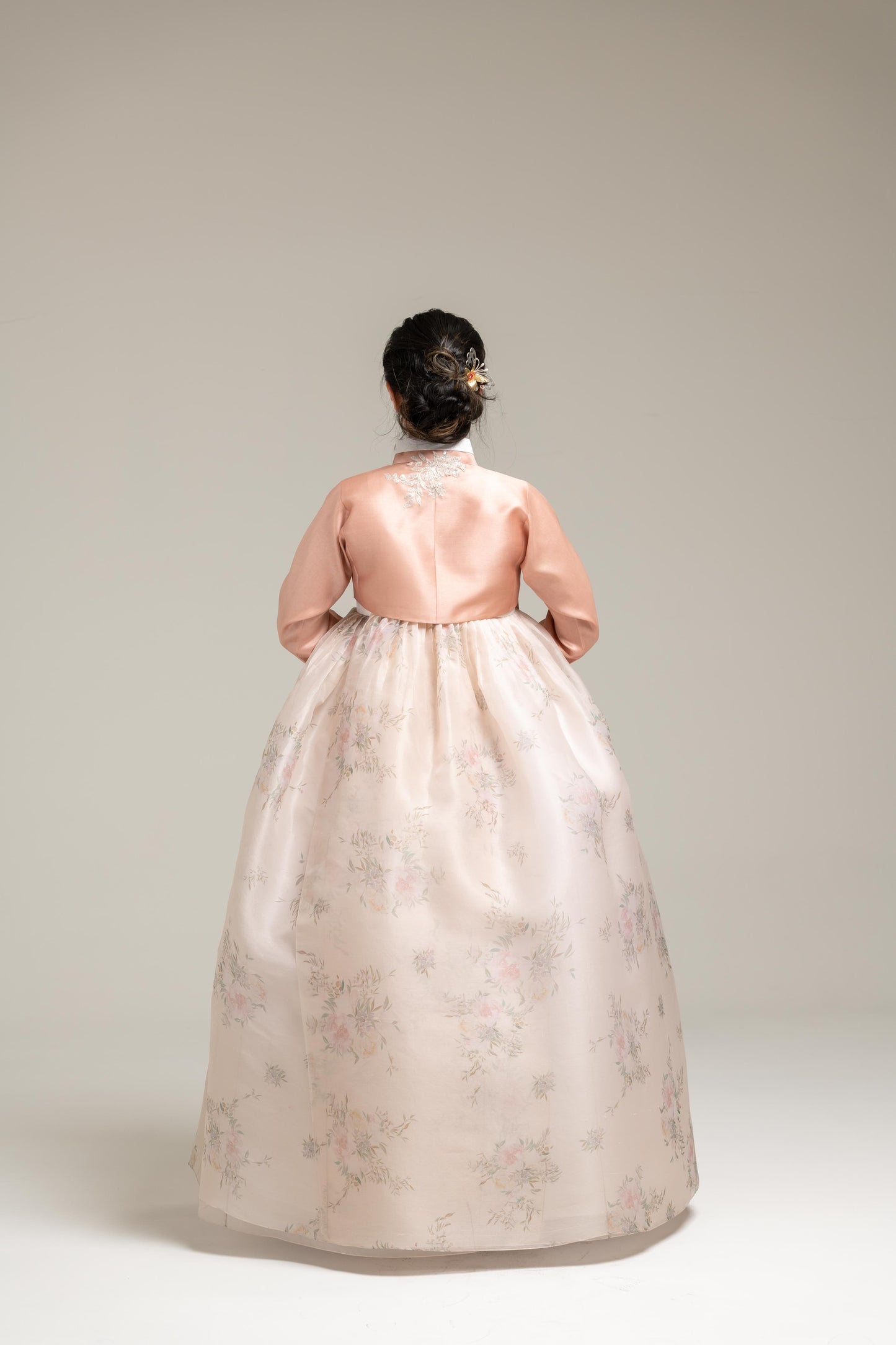 Lace Jeogori & Flower Print Skirt