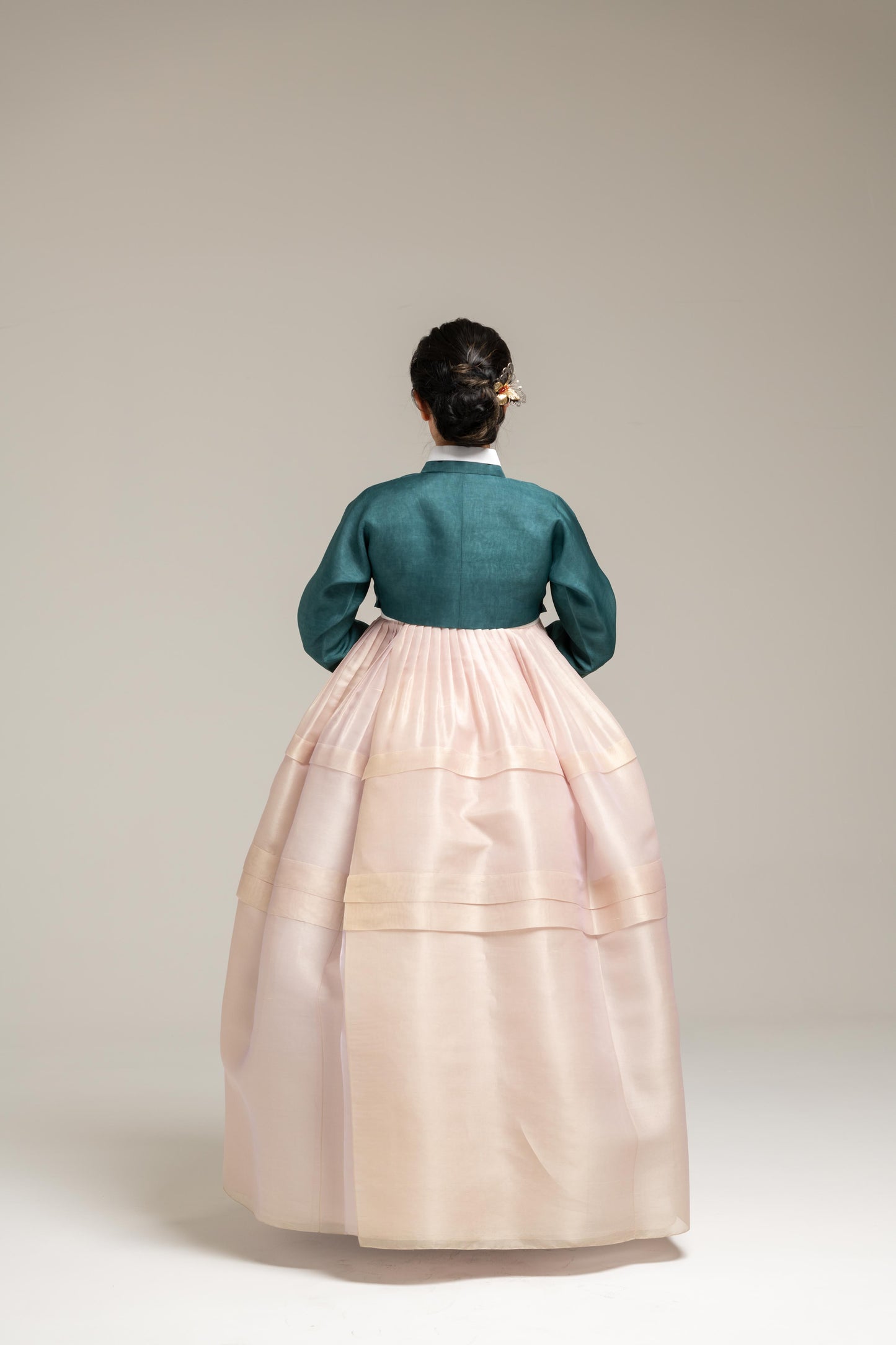 Teal Jeogori & Pleated Skirt