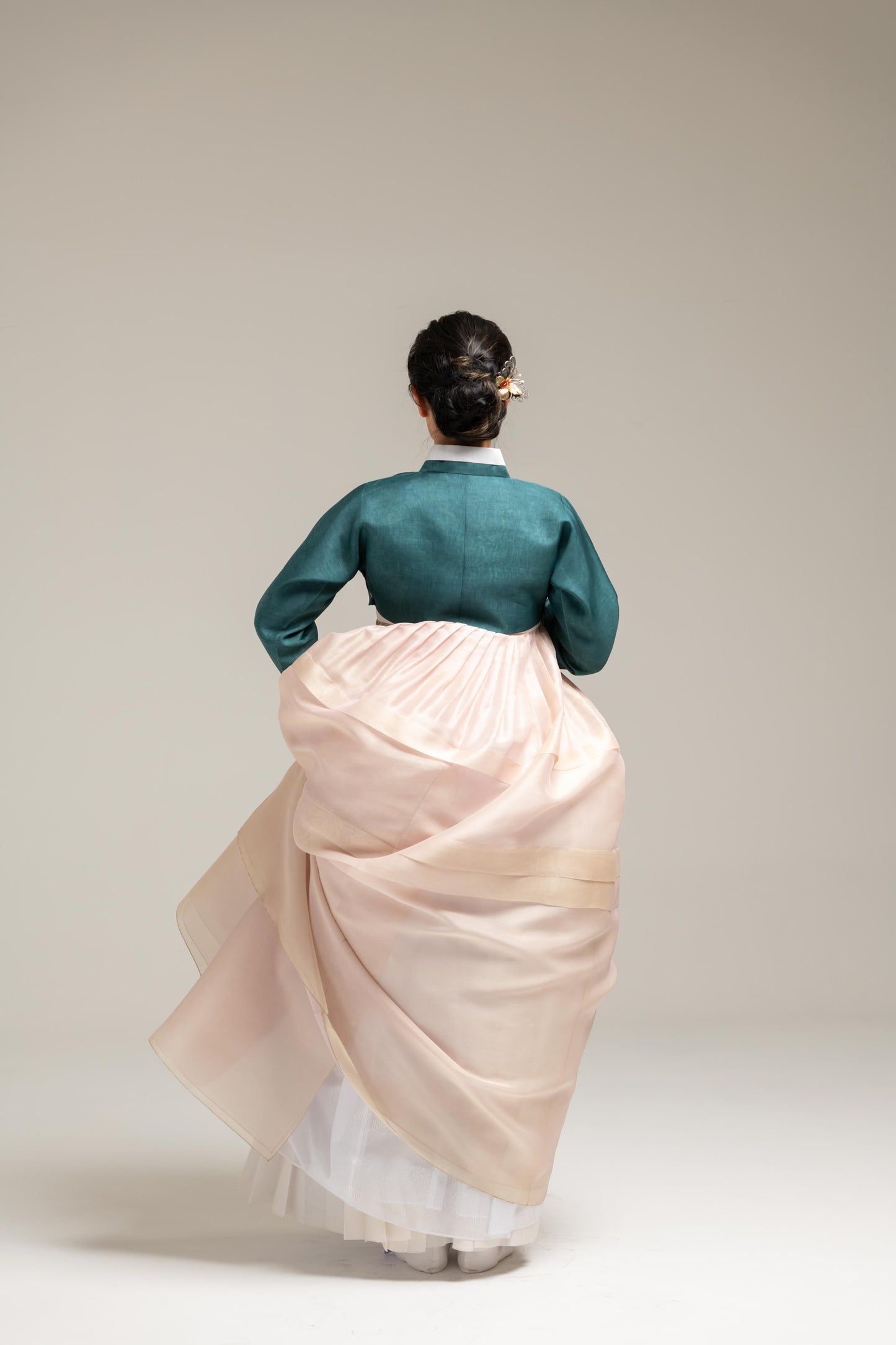 Teal Jeogori & Pleated Skirt