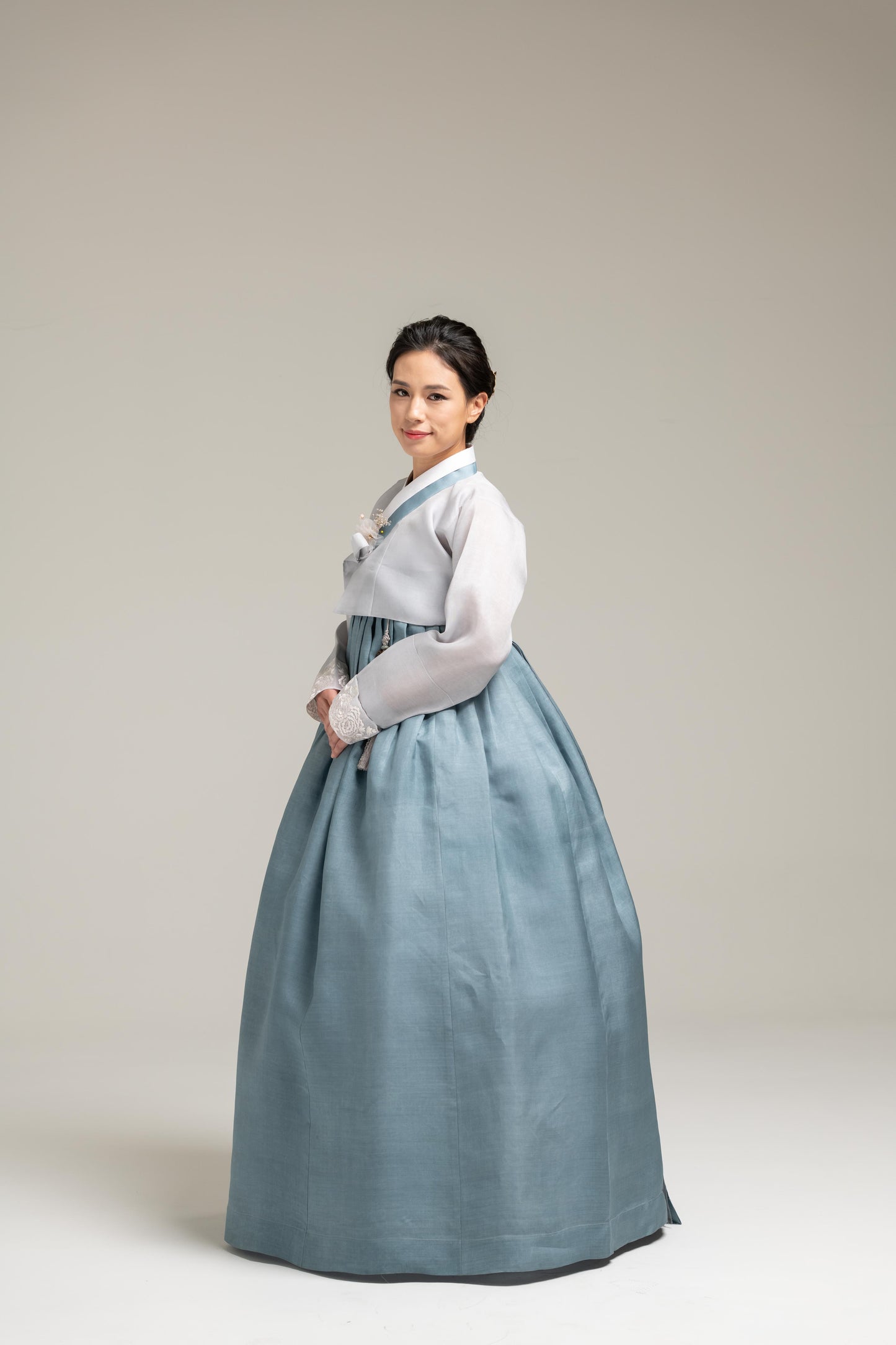 Light Blue Silk Jeogori & Skirt