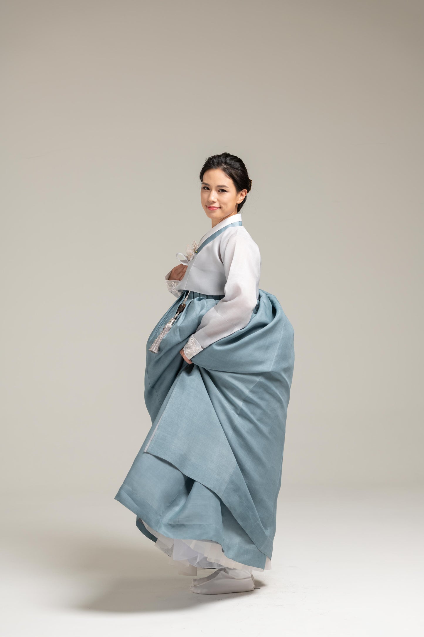 Light Blue Silk Jeogori & Skirt