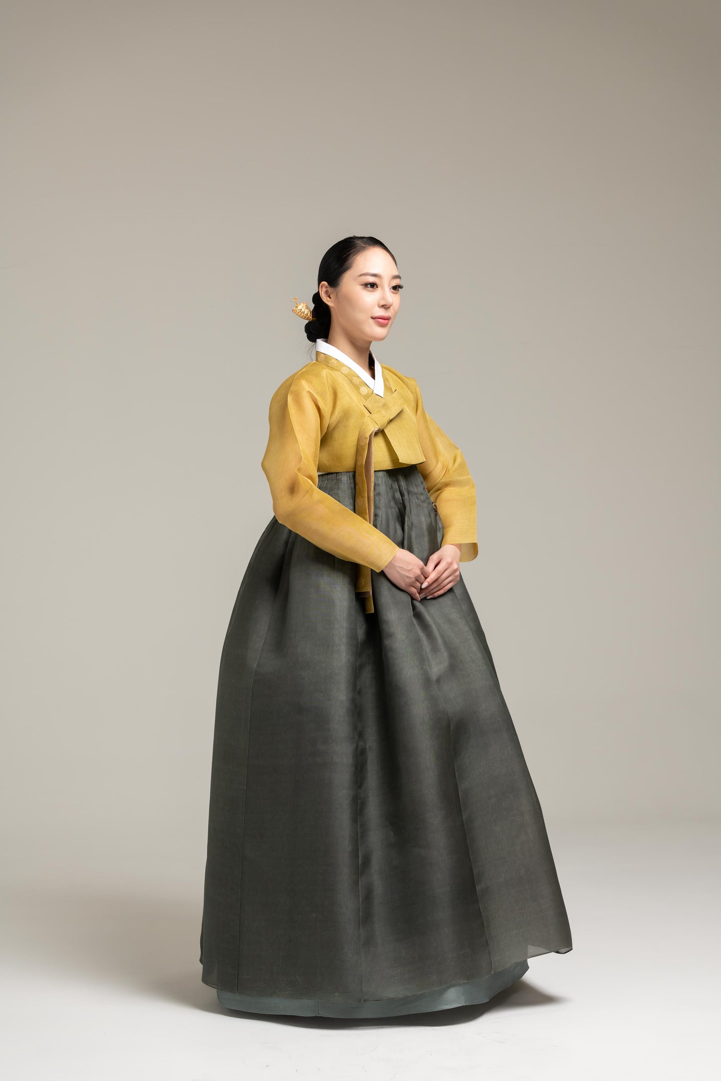 Gold Jeogori & Olive Queen's Skirt
