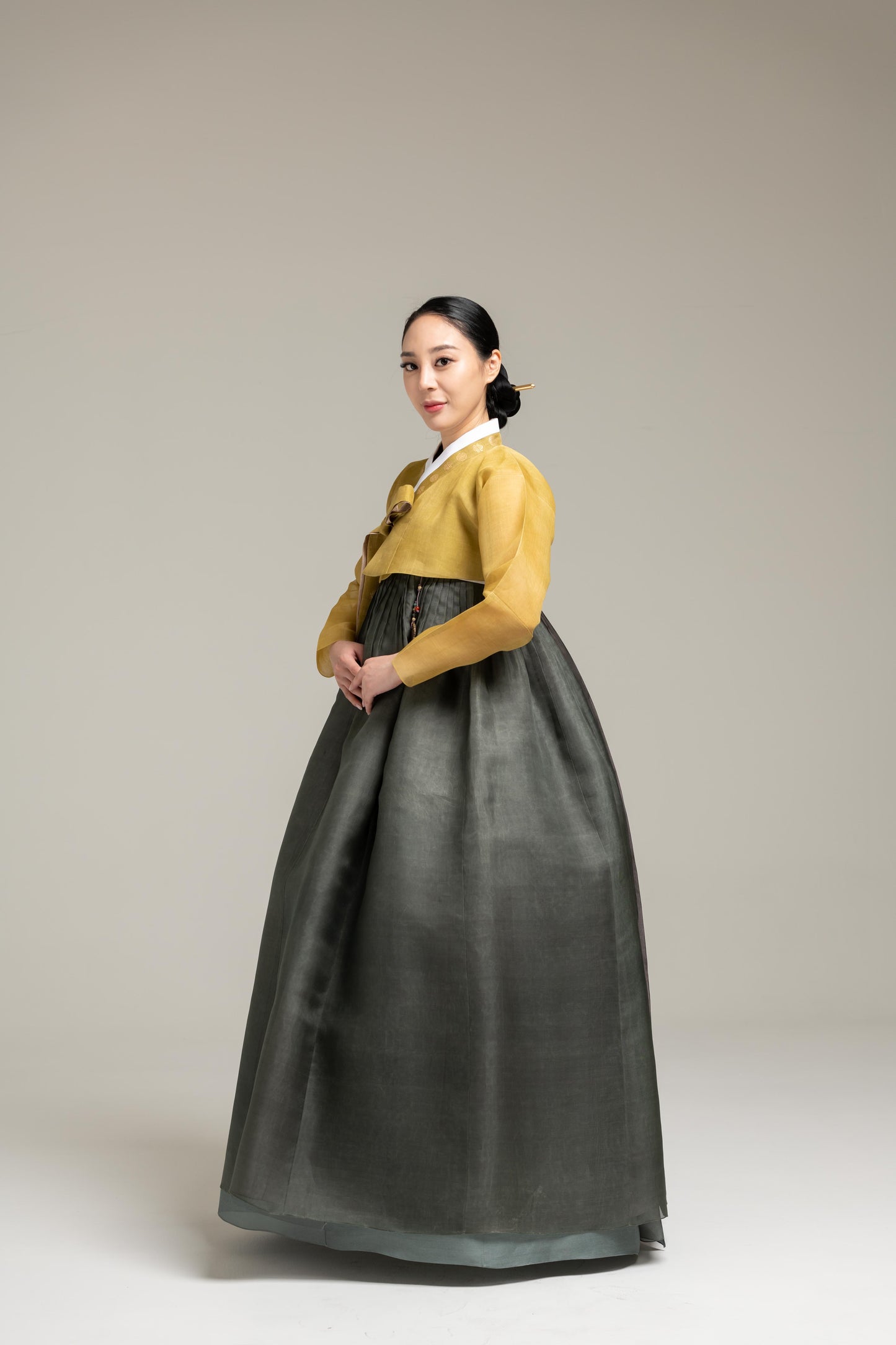 Gold Jeogori & Olive Queen's Skirt