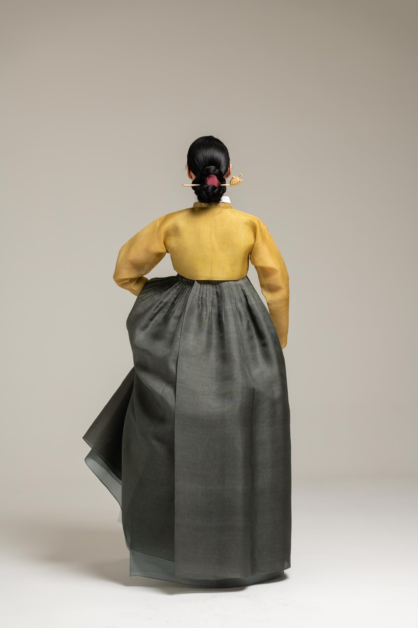 Gold Jeogori & Olive Queen's Skirt