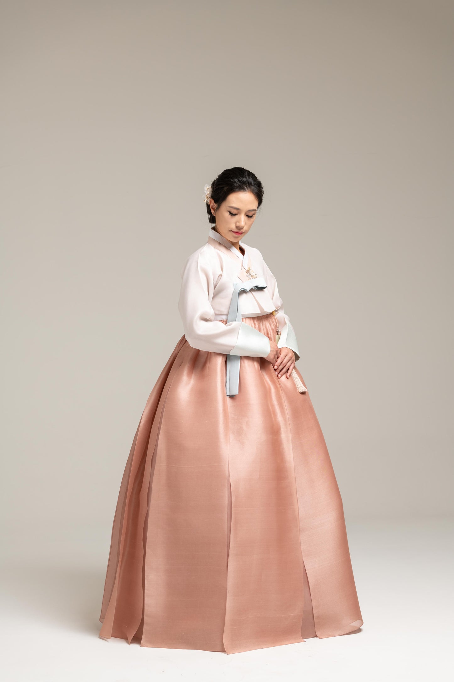 Peach Layered Dress & Light Peach Jeogori