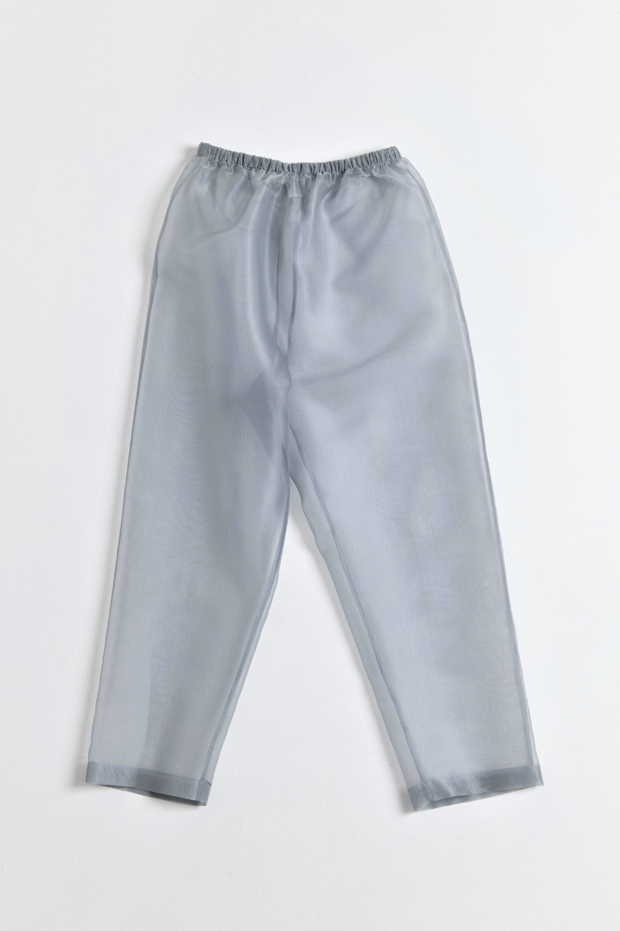 Transparency Straight-Leg Silk Pants (Stretch-Waist)