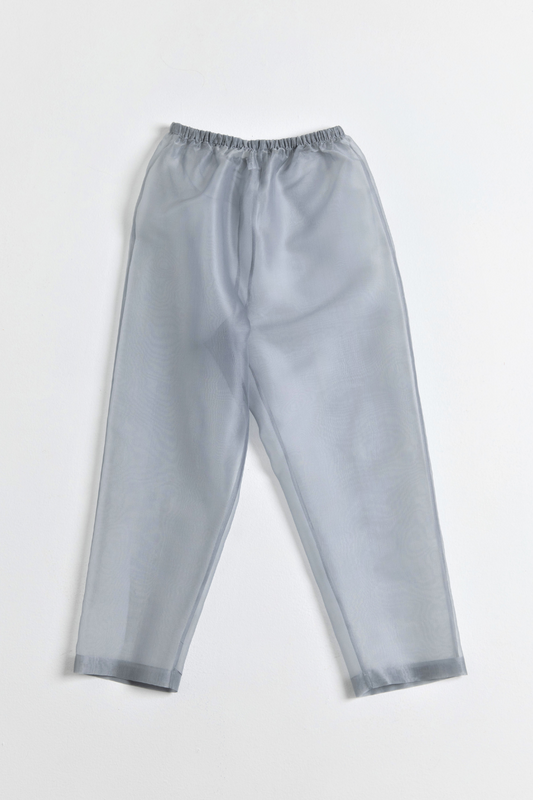 Transparency Straight-Leg Silk Pants (Stretch-Waist)