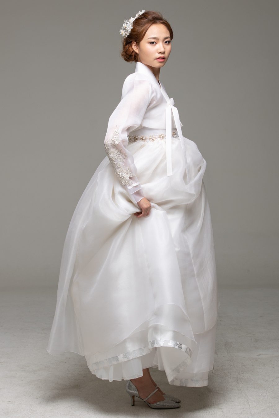 Silver Trim & Beaded Wrap Dress (without jeogori)