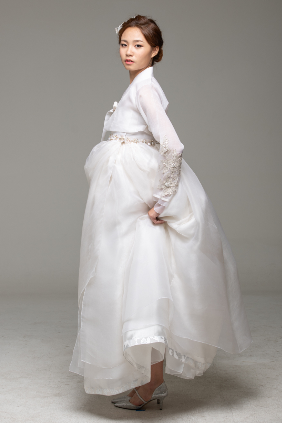 Silver Trim & Beaded Wrap Dress (without jeogori)