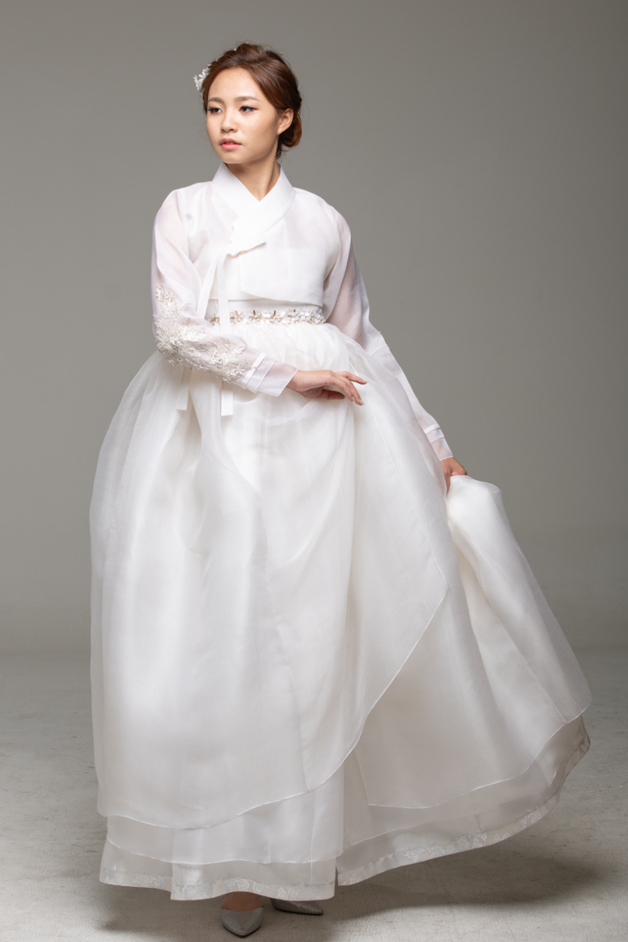 Silver Trim & Beaded Wrap Dress (without jeogori)