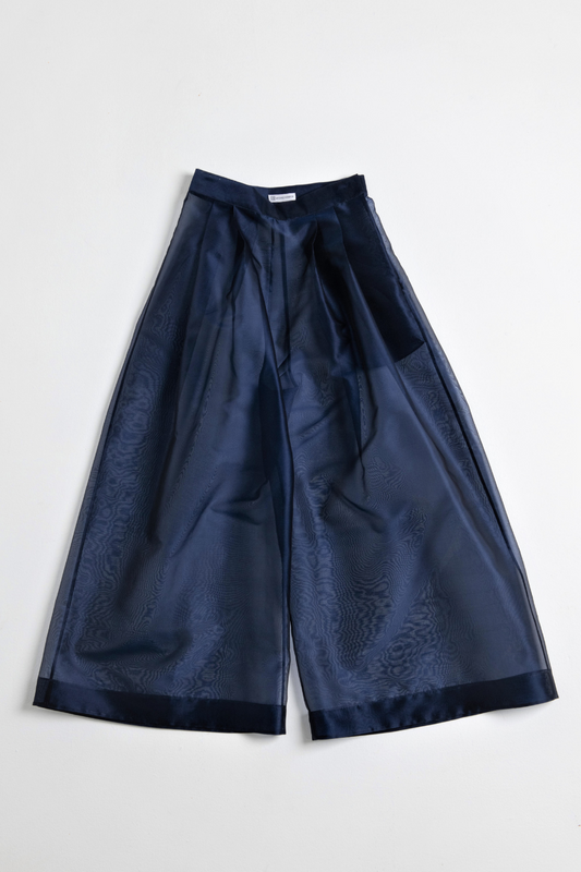 Transparency Silk Organza Wide-Leg Pants