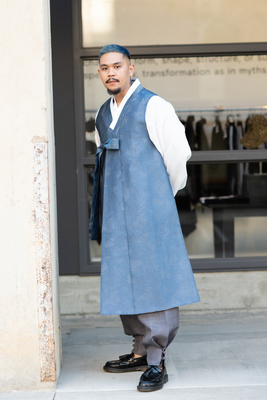 Men's Blue Sleeveless Queja (Vest)