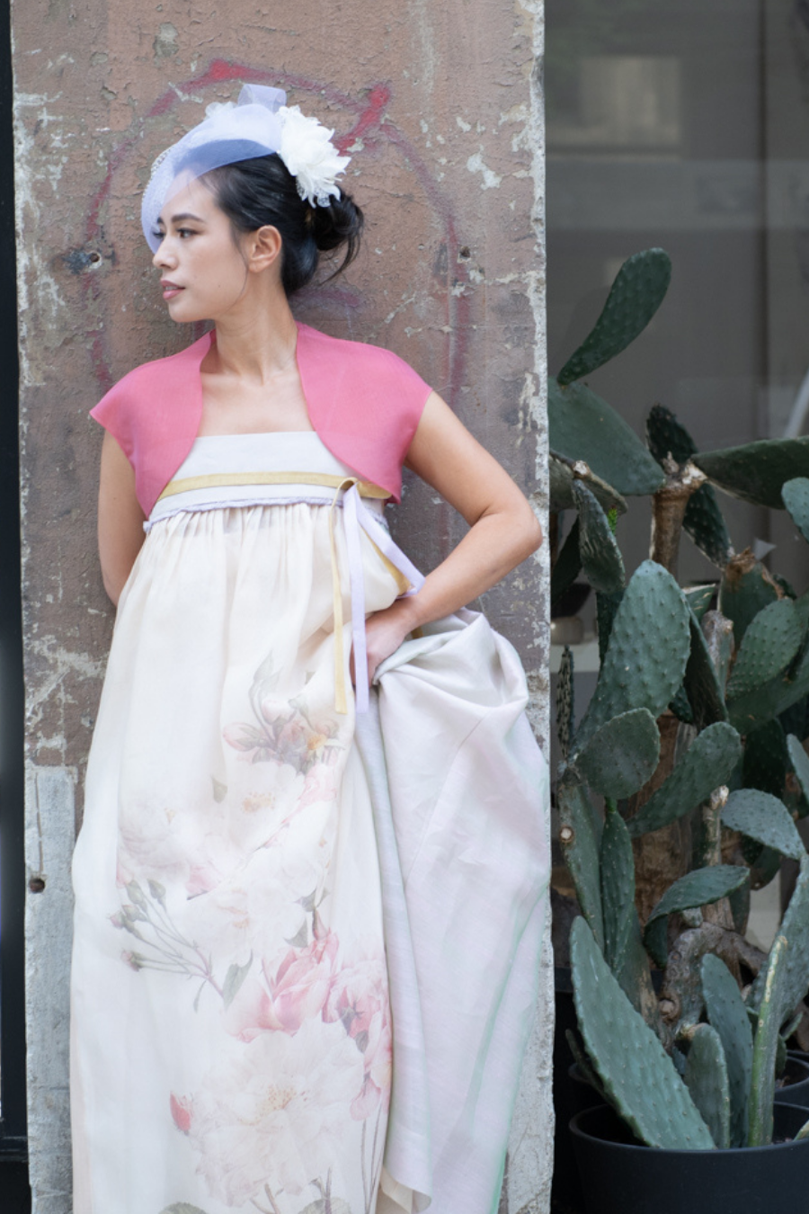 Hand Painted Flower Silk Dress