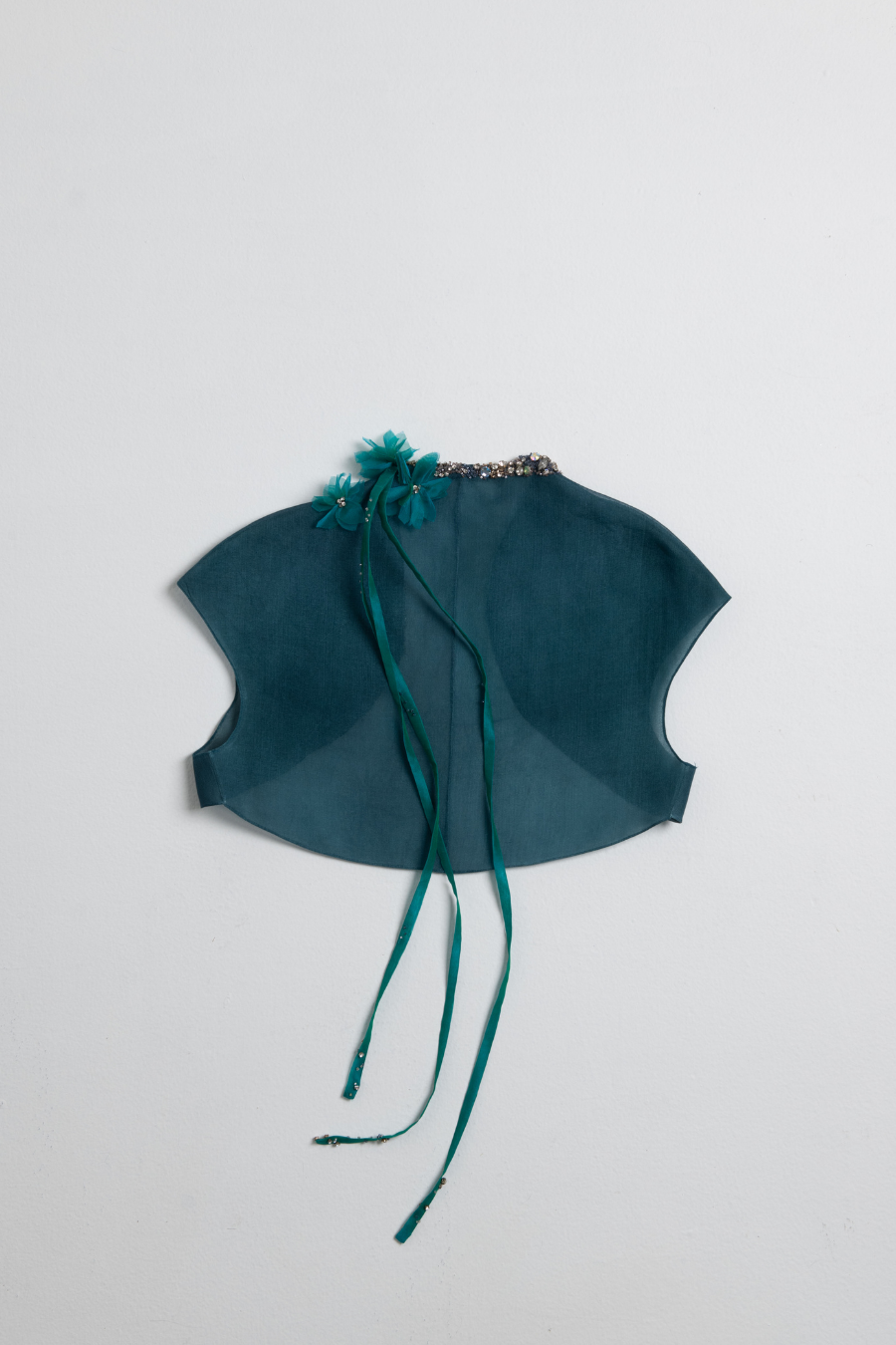 Sleeveless 2-layered Silk Bolero (Hand embroidered and embellished)