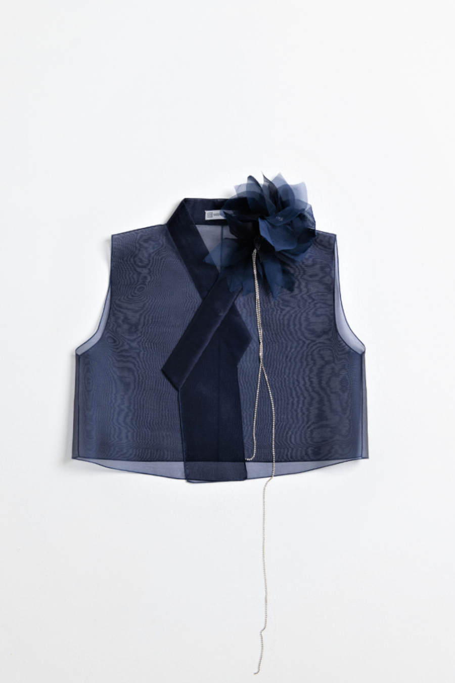 Sleeveless Jeogori with Hand-Embellished Floral and Beading Details