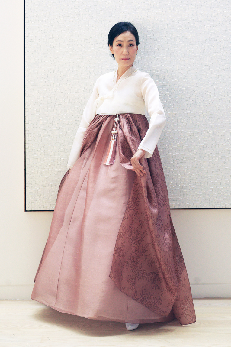 Hand Beaded Jeogori And Double Layered Paneled Skirt – Meehee Hanbok