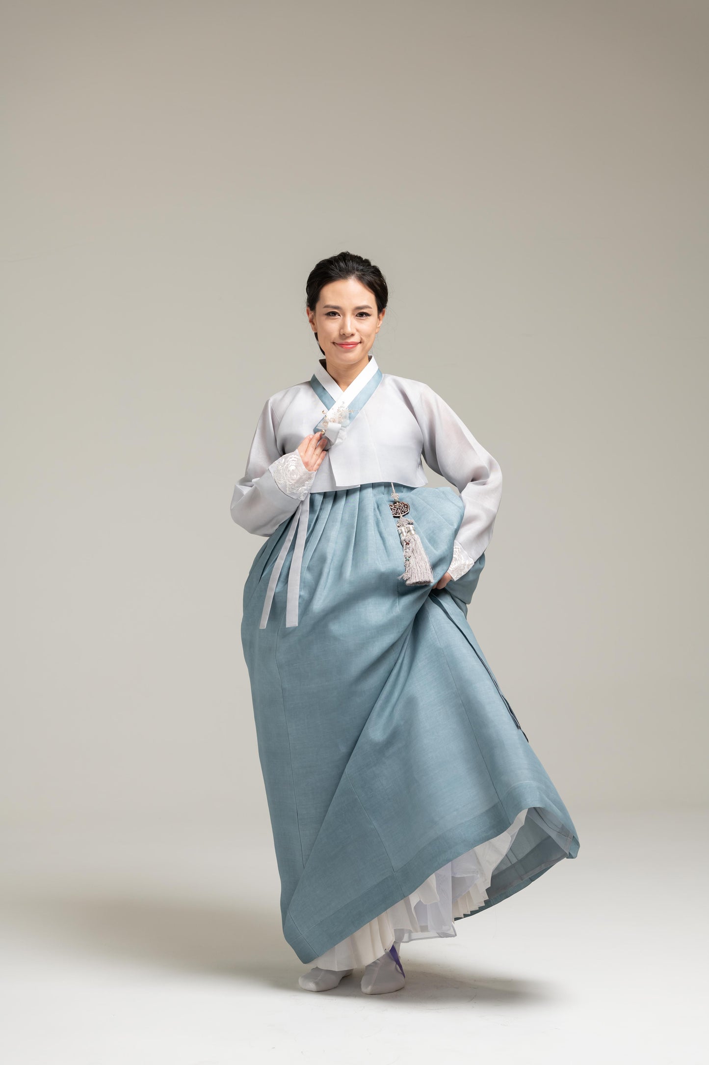 Light Blue Silk Jeogori & Skirt