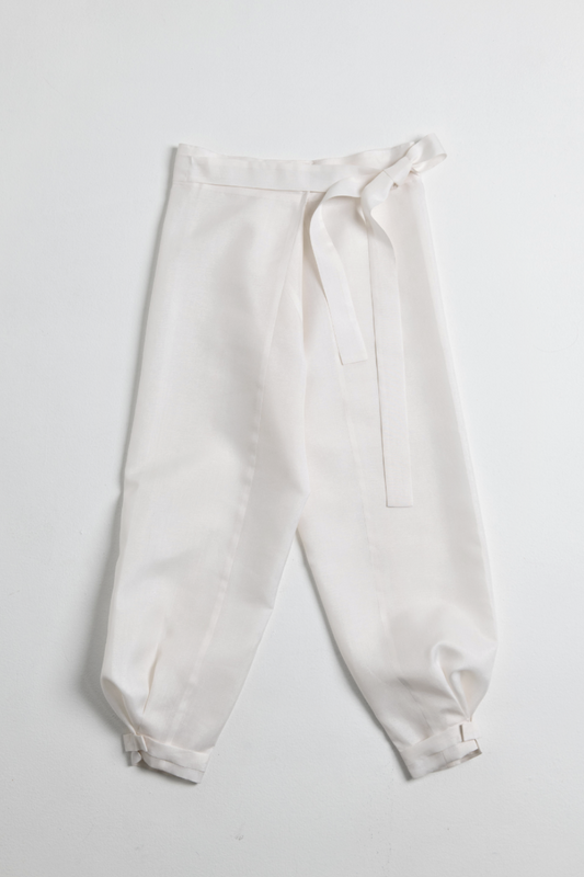 Traditional Korean Silk Pants (White)