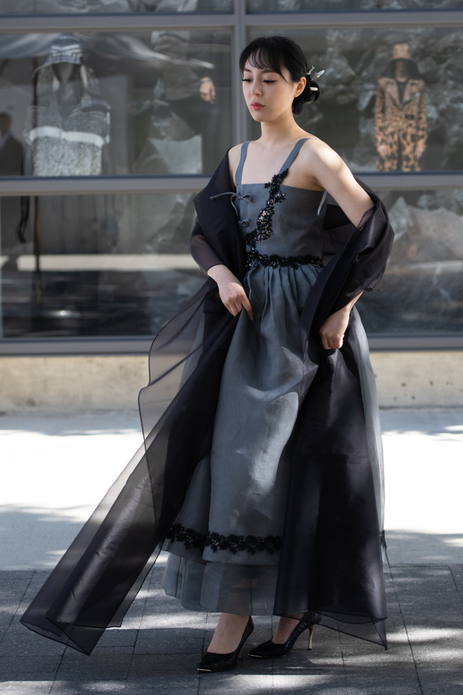 Grey sales layered dress