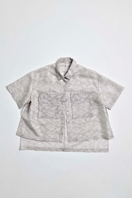 Silk Button-Down Short Sleeve Shirt