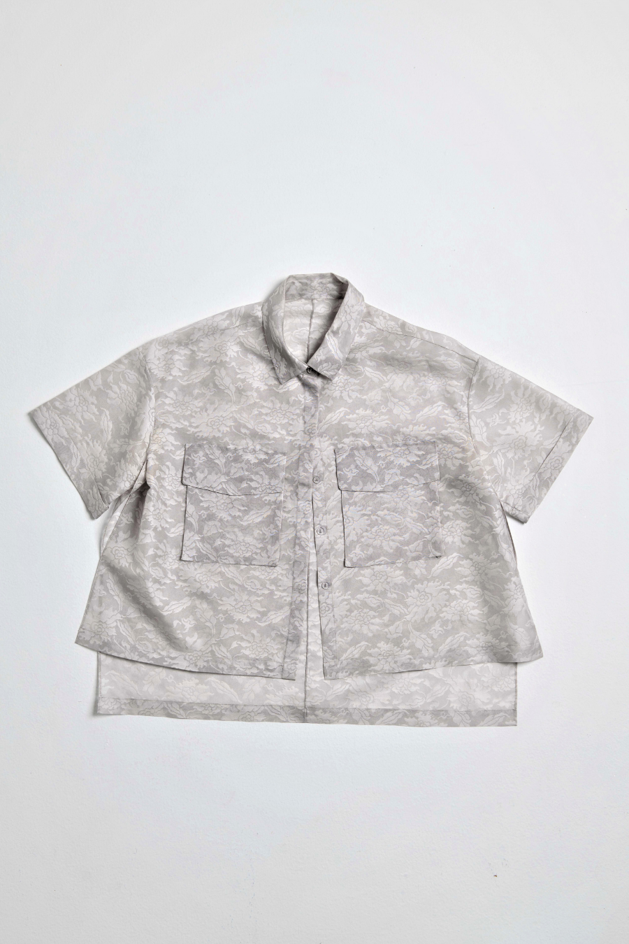 Silk Button-Down Short Sleeve Shirt